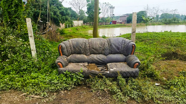 street couch on a lake in northern vietnam